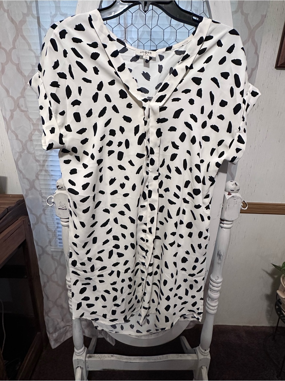 Umgee Black & White Dalmatian Spot Midi Dress